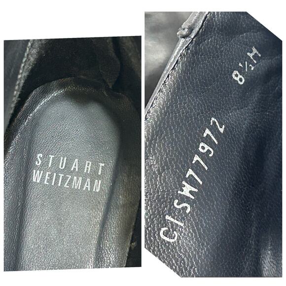 Stuart Weitzman Lashease Blk Leather Studded Ankle Boots 8.5 Lace Up Moto Grunge - Picture 8 of 11